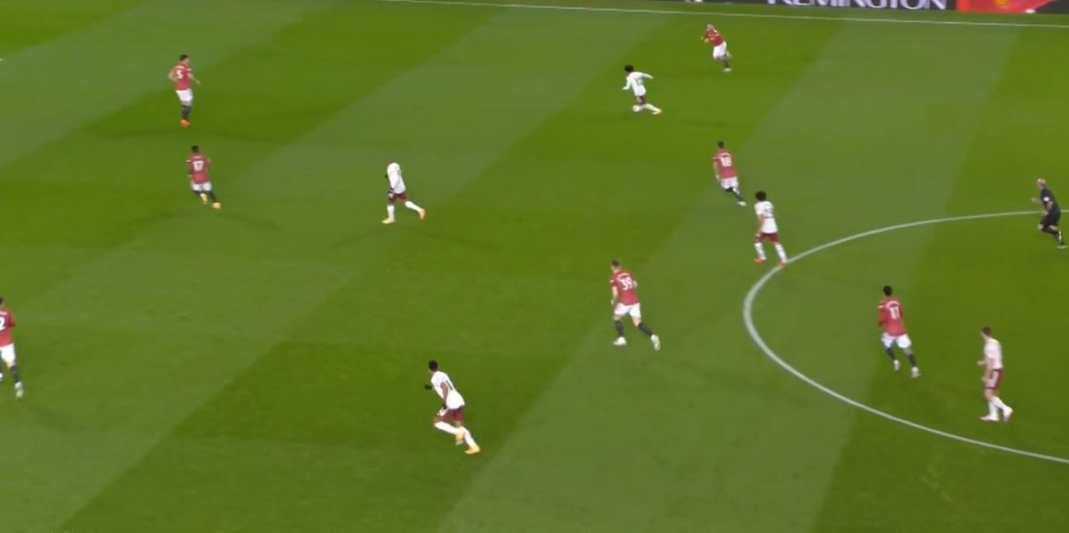 Mason Greenwood – TurnoversMason did not start well at all. This is his third turnover already and this one was the worst. He is looking for Shaw who is out of frame but just at the top. Pogba has made a run which pulled Arsenal back. This is an easy pass for him. However…