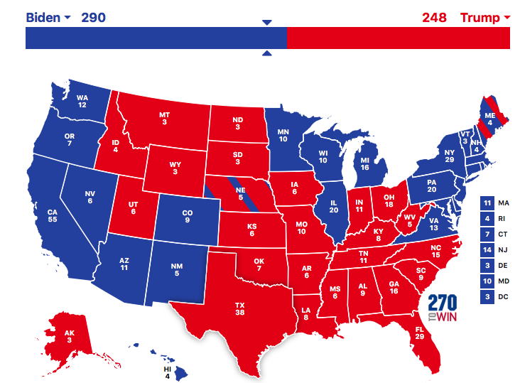 politikeando2's tweet photo. ¡Mi predicción para mañana! Yo pronostico una carrera más apretada de lo que dicen las encuestas aunque con Biden de presidente. https://t.co/mvBWRaDpYR