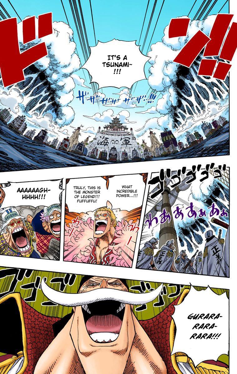 A fckng tsunami. Now tell me, what would have happened if Aokiji wasnt there??Just think about it.Blocking an admiral attack with ease.Oldbeard (unharmed yet) could easily deflect a sneak attack from a GIANT vice admiral and easily oneshotted his ass.