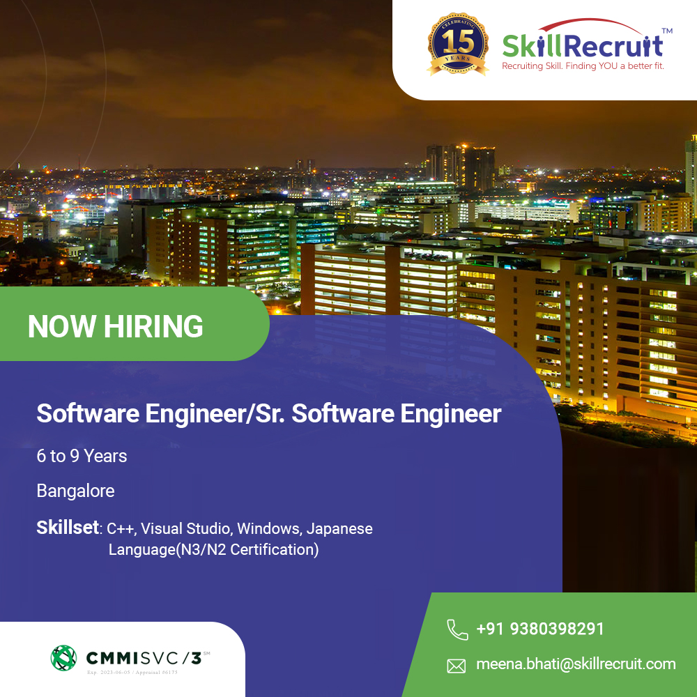 SkillRecruit's tweet photo. Recruiting Software Engineers with 6 to 9 years of experience in the field! If you think you’re the right candidate, Apply now!
#SkillRecruit #Skilliantech #SoftwareEngineer #ITJobs #IT #Bangalore #BangaloreJobs #EngineersRequired #JobVacancy #JobOpening #JobsIndia #JobSeekers https://t.co/RHmDqd1LCl