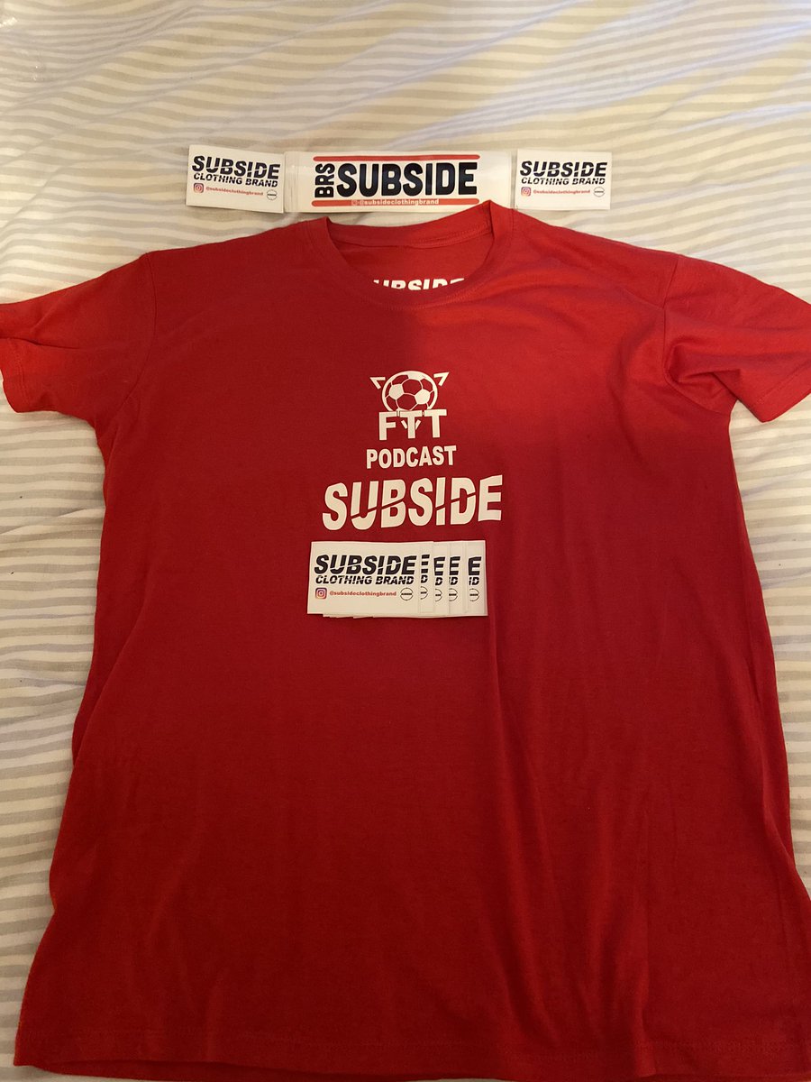 PodcastFTT's tweet photo. Massive Thankyou to the guys at @subsideclothing , hooking us up with some FTT &amp; Subside merch. 

@subsideclothing 🤝 @PodcastFTT 

We love it 😍 https://t.co/vY1zfPOGt8