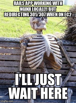 overflow_meme's tweet image. Rails app working with nginx locally, but redirecting 301/307 when on EC2 stackoverflow.com/questions/6464… #rubyonrails #nginx #amazonelb #docker #amazonwebservices