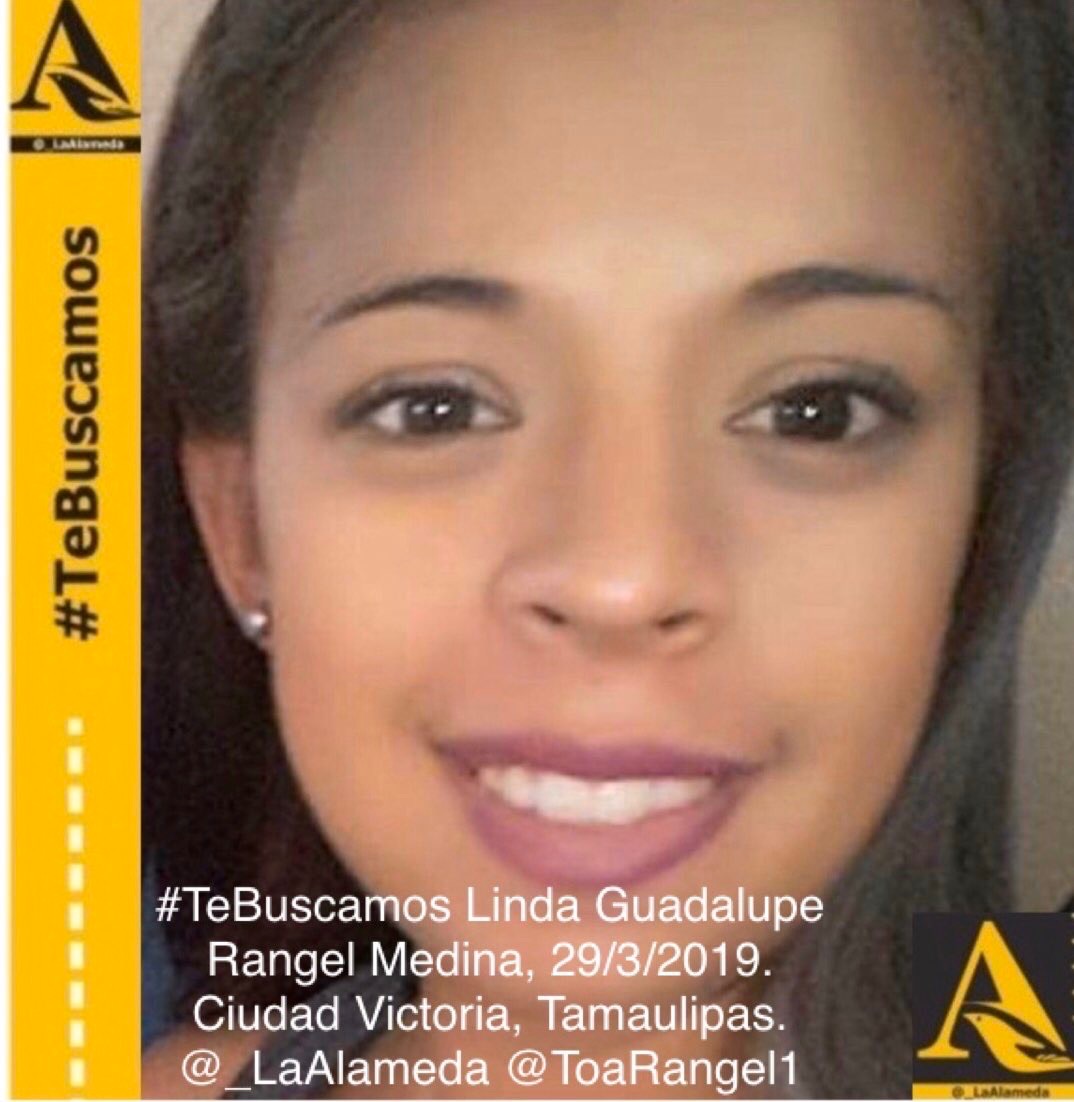 #Buscamos a mi hija
 #LindaGuadalupeRangelMedina,
#Desaparecida el  29/3/2019
En #CiudadVictoria #Tamaulipas 
<a href="/KassandraNuna/">Kassandra NuNa</a> 
<a href="/Gabriel59092839/">Gabriela Diaz</a> 
<a href="/RosaEsp69257274/">Rosa Esparza</a> 
<a href="/RosaQue62542006/">Rosa Quezada</a> 
<a href="/OlarteLeonor/">Leonor Olarte</a> 
<a href="/CeliaAcuaMoren1/">Celia Acuña Moreno</a> 
<a href="/sangrederebelde/">🇲🇽 Colectivo De Búsqueda SangreDeRebelde🇲🇽</a> 
<a href="/Laura14310019/">Laura</a>
<a href="/LaAlamedaTamps/">LaAlamedaTamaulipas</a>
<a href="/SeleneA50115504/">Selene Alvarez</a>