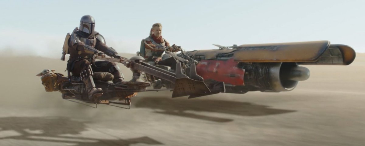  #TheMandalorian   Obviosuly, I love the speeder bike built with a 620C racing engine, the same engine used by Anakin for his custom-built podracer, more than 4 decades sooner.The wink is so assumed that its introduction is staged to emphasize it. 