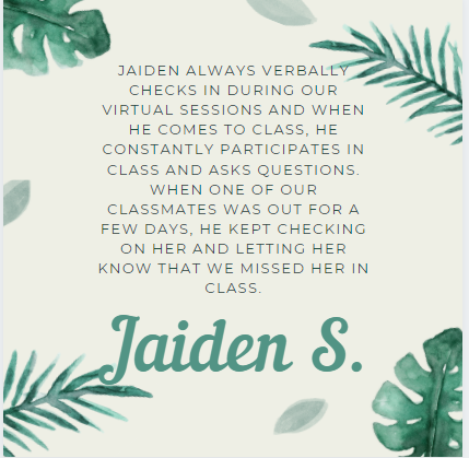 Northside would like to recognize Jaiden S. for being one of our rockstars! Keep up the amazing work, Jaiden! #NHSstudentRockStar #bethelight