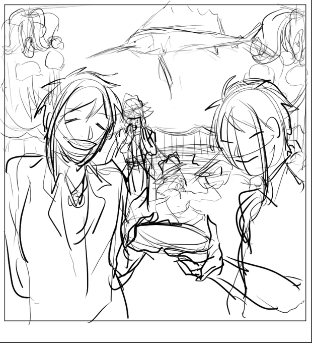 ちなみにもう一枚案
情報量が多いモストロラウンジ絵描きたかった
どっち進めようかな 