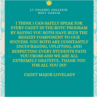 NHS Staff Rockstar shout out goes to Lt Col Dollesin and MSgt Garcia! Than you students and parents for recognizing our staff's efforts. If you'd like to shout out to one of our staff members, please stop by the main page of our website! #NHSstaffRockStar #BeTheLight