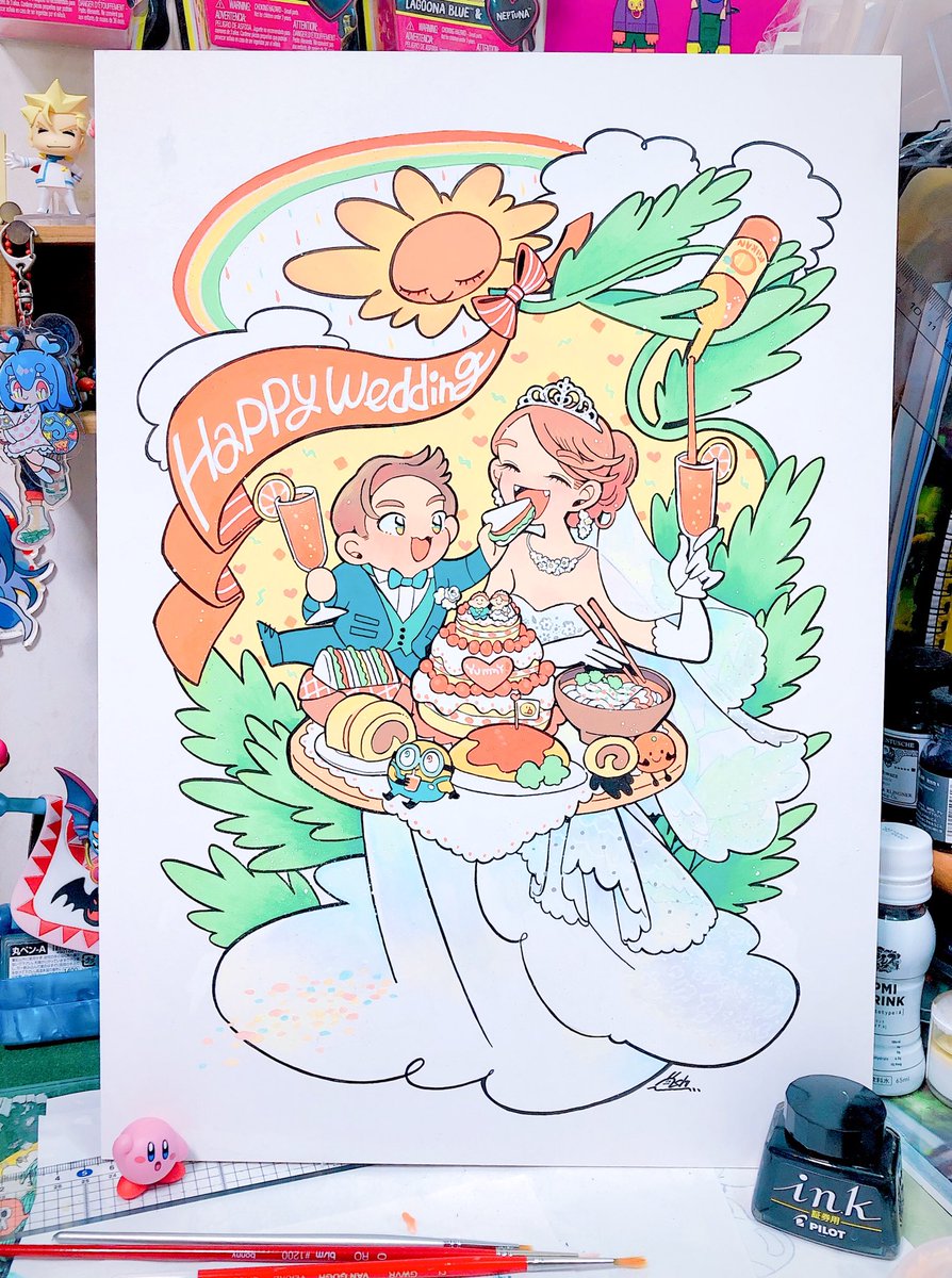 ご依頼で描かせていただいた、ウェルカムボードの原画です???? 