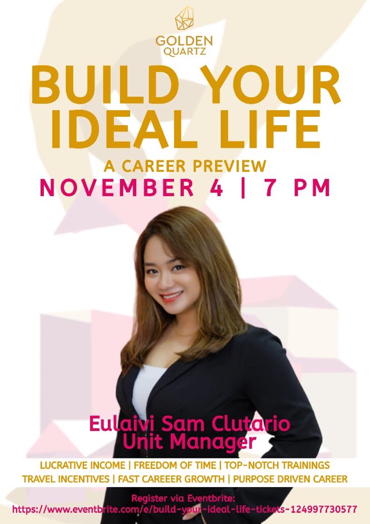 wittywallets's tweet image. Build Your Ideal Life - A Career Preview
November 4, Wednesday, 7pm via Zoom

Register here: eventbrite.com/e/build-your-i…

“Outside of your comfort zone is where the magic happens.” Anonymous

Send me a DM for more info. 

#hiring
#joinPRU
#BuildYourIdealLife
#CHEckyourfuture
