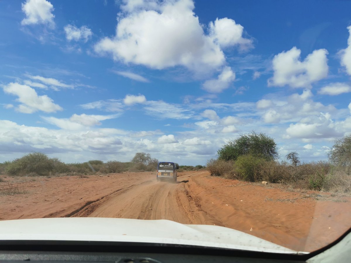 We had to drive through bush roads because the main corrugation road was too rough and slow.