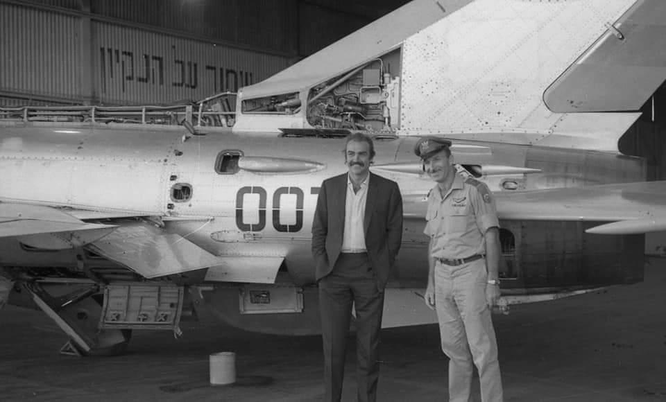 #SeanConnery and my grandfather standing in front of an Iraqi MiG-21 which was brought to Israel in a covert <a href="/IAFsite/">Israeli Air Force</a> &amp; Mossad operation and recieved an iconic tail number - 007.
#SeanConneryRIP <a href="/007/">James Bond</a>
