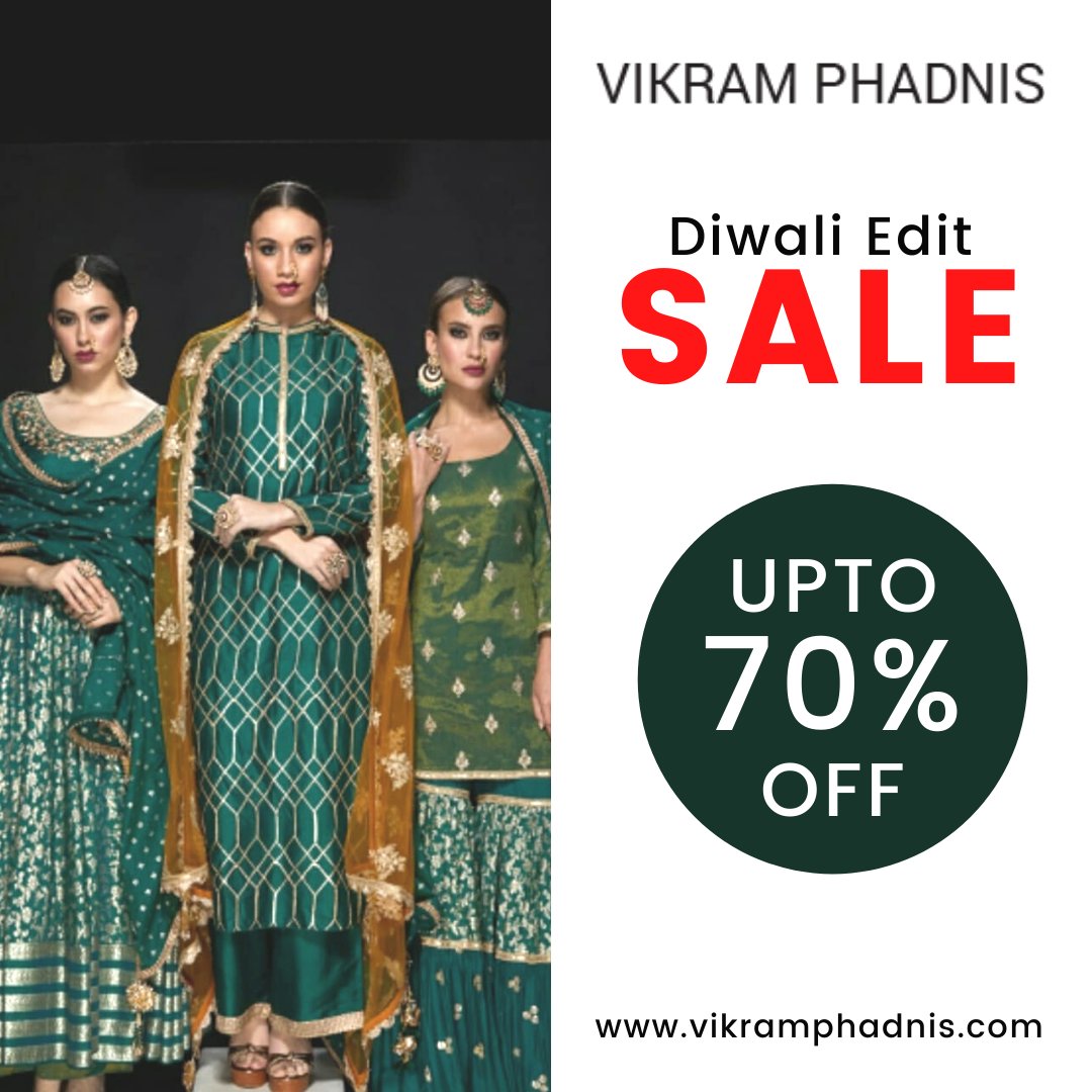 Diwali Edit Sale - Upto 70% Off Now shop online @ vikramphadnis.com #vikramphadnis #fashiondesigner #vikramphadnisdesigns #bridals #couture #sale #discount #weddingwear #bridalwear #saree #lehenga #sangeetoutfit #indiandesigns #indianwedding #embroidery #handembroidery