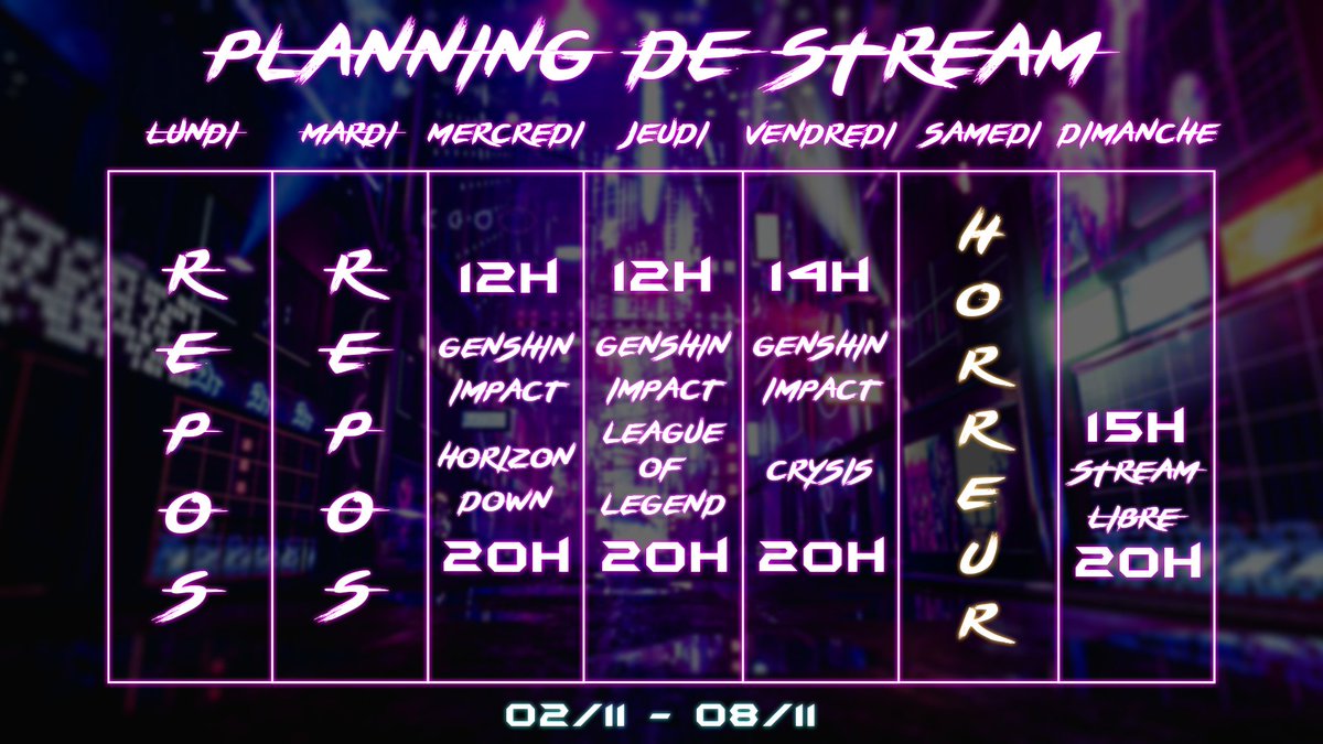 V1RTUU's tweet photo. •  New planning 02.11 / 08.11  •

#Streaming #multigaming #LeagueOfLegends  #HorizonZeroDawnPC  #Crysis3 #Genshin_Impact  #Chill #newweek  #horrorgame https://t.co/YADKGefkl7