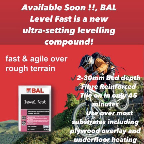 BAL_Keiron's tweet photo. Available in shops now!! So if you need to start tiling quickly then use this product to create your flat surface! Combine it with our Rapid Setting Adhesives and Micromax 2 Grout and you have the extra added benefit of our outstanding 25 year Guarantee! https://t.co/XXZlstnLrF