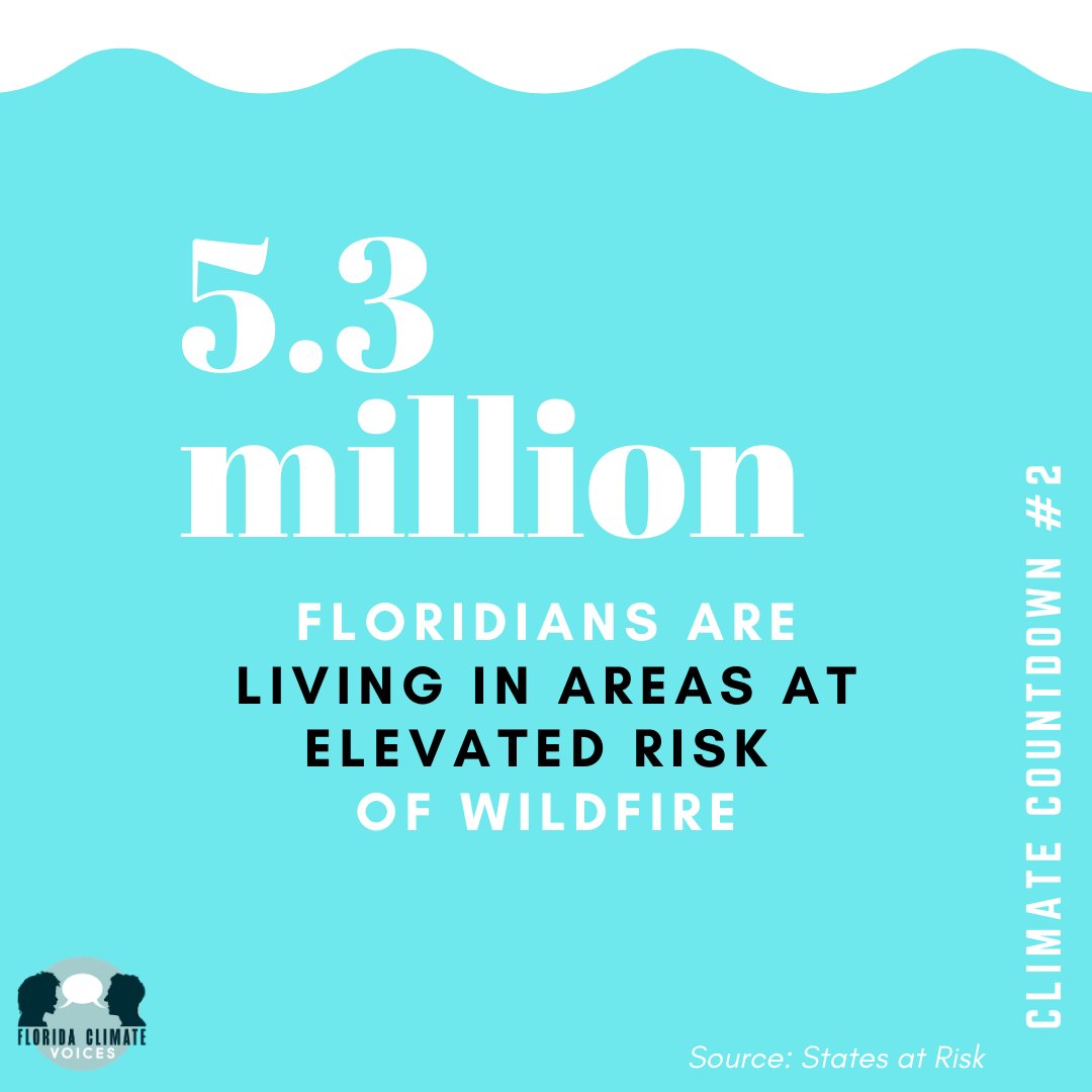 Recent studies reveal that the number of large fires on Forest Service land is dramatically increasing. In fact, more than 5.3 million Floridians, or 28% of the state's population, are living in areas at elevated risk of wildfire #ClimateCountdown #ClimateCrisis @CLEOInstitute