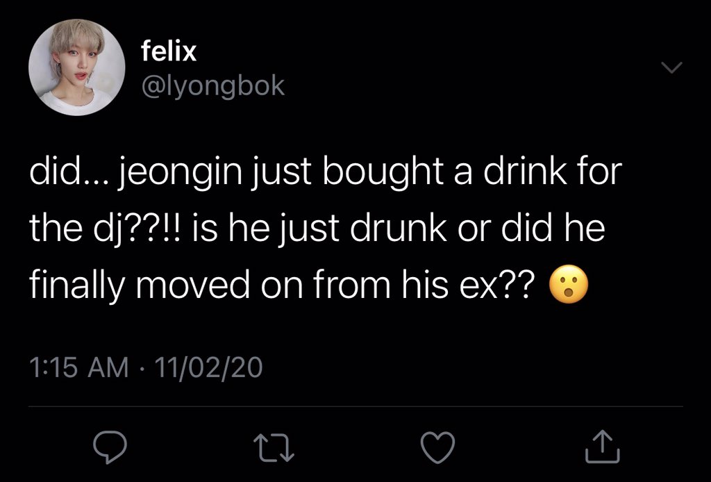 pyxelmin's tweet photo. one night, full shot
—jeongin x chan (jeongchan) filo au

kung saan halos araw araw nag-babar si jeongin para maka-move on sa ex niya https://t.co/lPCHxRxRGb