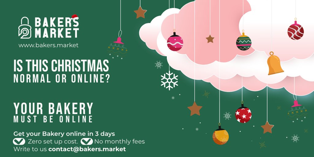 Is this Christmas normal or online? Your bakery must be online! No setup costs, no monthly fee. Get your bakery online in three days on Bakers Market (bit.ly/3oRHH0q). Send an email to contact@bakers.market today! #bakersmarketuk #bakery #onlinebakery #baker