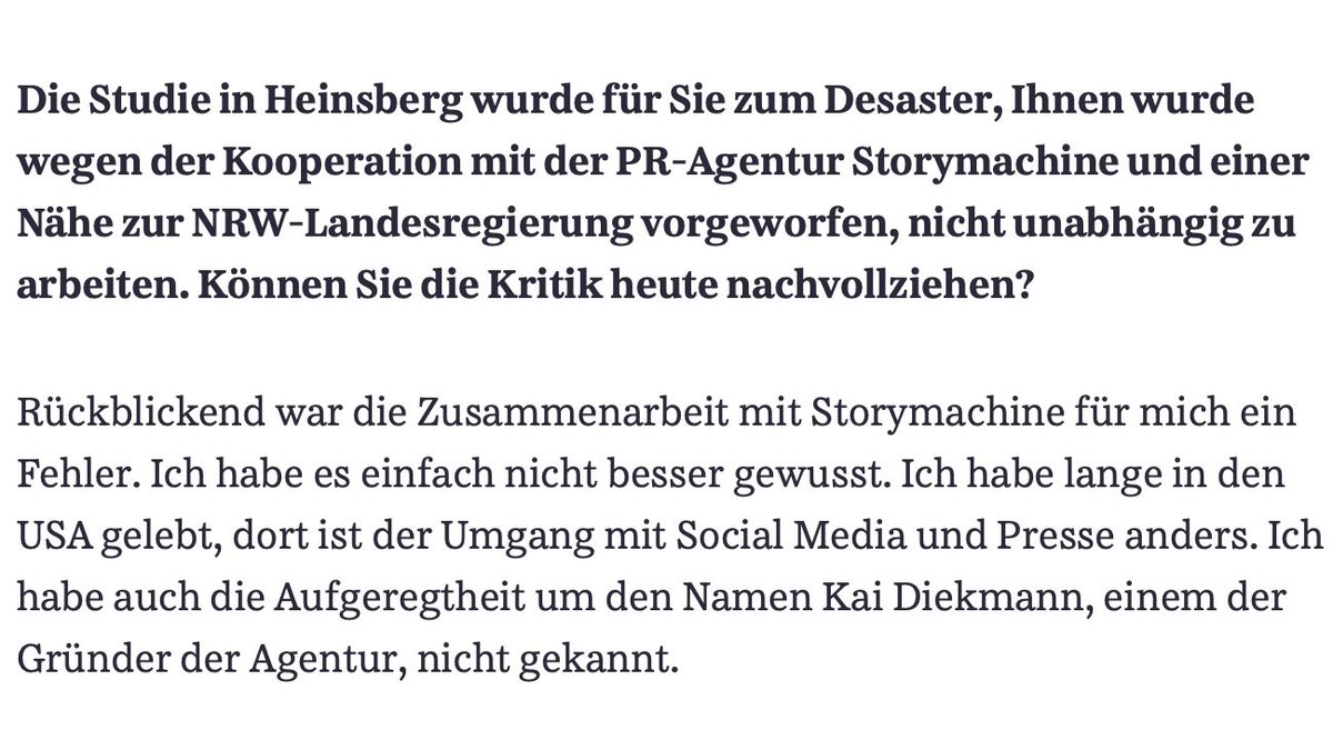 Lieber <a href="/hendrikstreeck/">Hendrik Streeck</a>, die Zusammenarbeit mit „storymachine“ ist immer ein Fehler. Gerne übernehmen wir bei STORY HAUS die Pressearbeit für ihre nächste Studie. Kai Diekmann hat bei uns Hausverbot. 

aus: Süddeutsche Zeitung
