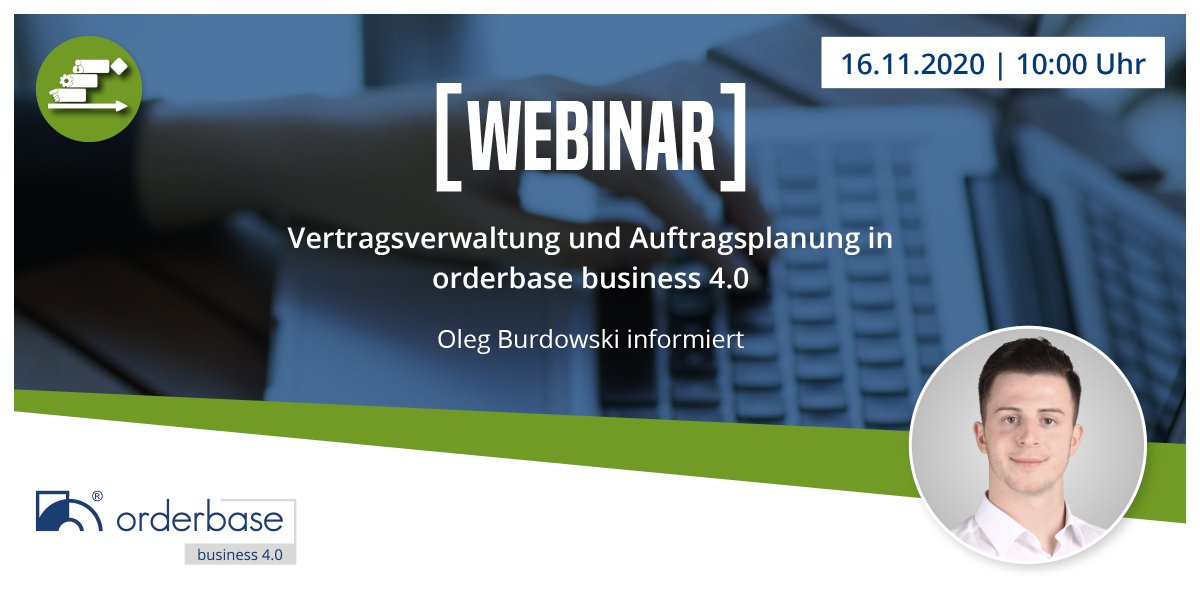orderbase's tweet photo. #Reminder: Habt Ihr euch schon für unser (kostenloses) Webinar zur Vertragsverwaltung und Auftragsplanung in #orderbase business 4.0 für die Servicebranche statt. Anmeldung &amp; Weitere Informationen findet Ihr unter: https://t.co/R4Eb7SgueP. https://t.co/qRen6QHaRB