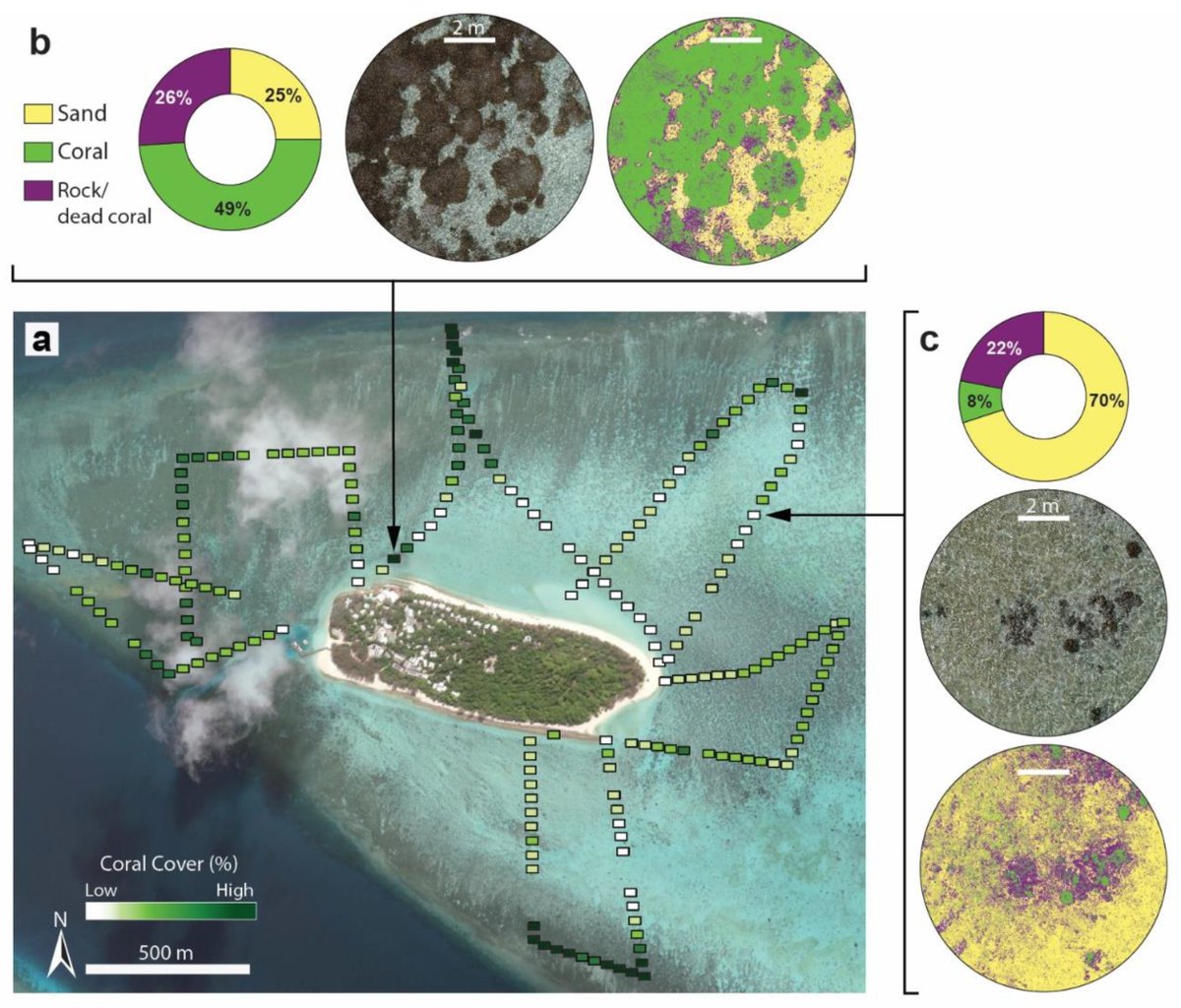 .@Katie_Ben91 et al. (2020) use #RandomForest #machinelearning in #GoogleEarthEngine and #FOSS to classify live coral, sand, and rock/dead coral in 230 #drone #UAV images for Heron Reef, Australia (as part of #SheMaps special issue🎉). #LoLManuscriptMonday bit.ly/Bennett_2020