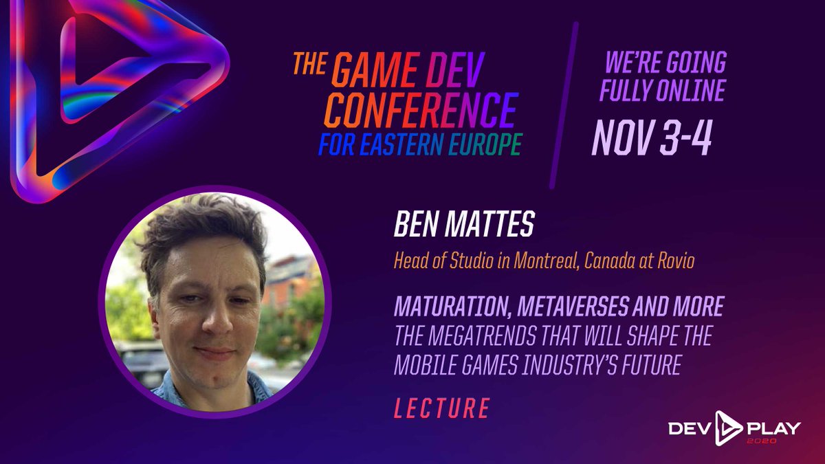 ✨Ben Mattes from <a href="/Rovio/">Rovio</a>, an industry leader with over 20 years of experience across PC/console and mobile, will be one of the speakers on #DevPlay2020 Innovation in Games track, talking about the latest industry trends in #mobilegaming!
More about Ben 👉dev-play.ro/speakers/ben-m…