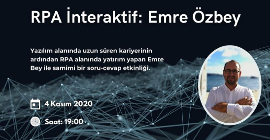 VeriBilgiMerkez's tweet photo. RPA İstanbul'un yeni formatında ilk konuğu @VeriBilgiMerkez  / VBM Yönetici Ortağı Sayın Emre Özbey olacak.
 4 Kasım 2020, Çarşamba, Saat:19:00'da başlayacak etkinliğimize katılmak için aşağıdaki linkten "Katılacağım" seçeneğini işaretlemeniz gerekmektedir.
#RPA #VBM #UiPath https://t.co/CTSQabBM6w
