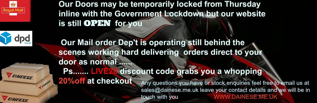 DaineseWolves's tweet image. we are still here just behind the scenes whilst complying to lock down rules.Mail order to your door still available as always