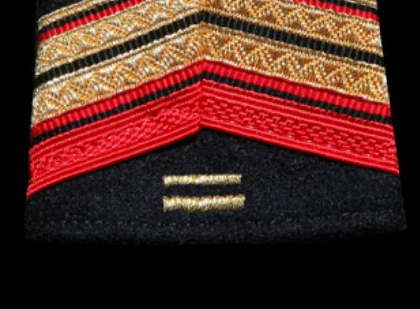 Mais revenons ici à nos fourreaux d'épaule, pour ne pas nous perdre. Ces derniers portent, dans la partie inférieure, les insignes de grade et les *brisques d'ancienneté* pour les militaires du rang et les sous-officiers subalternes.Donc dès qu'on passe adjudant, on les perd.