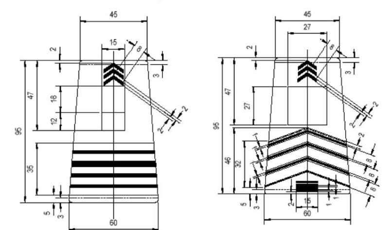 Revenons aux fourreaux...Tout étant carré (ou presque) dans le milieu militaire, tout cela est bien évidemment très normé. Il suffit de regarder les cotes pour s'en rendre compte  