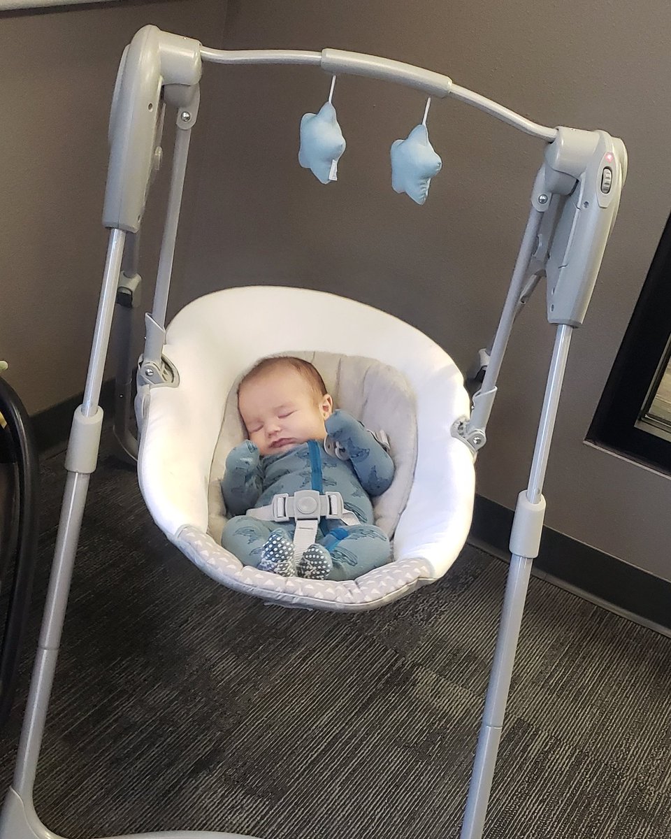 AmandaLeaLinder's tweet photo. Briggs already sleeping on the job! @big987fm @JAGinthemorning #backtowork #briggsdenton #radiobaby https://t.co/lvyIBAGwIR