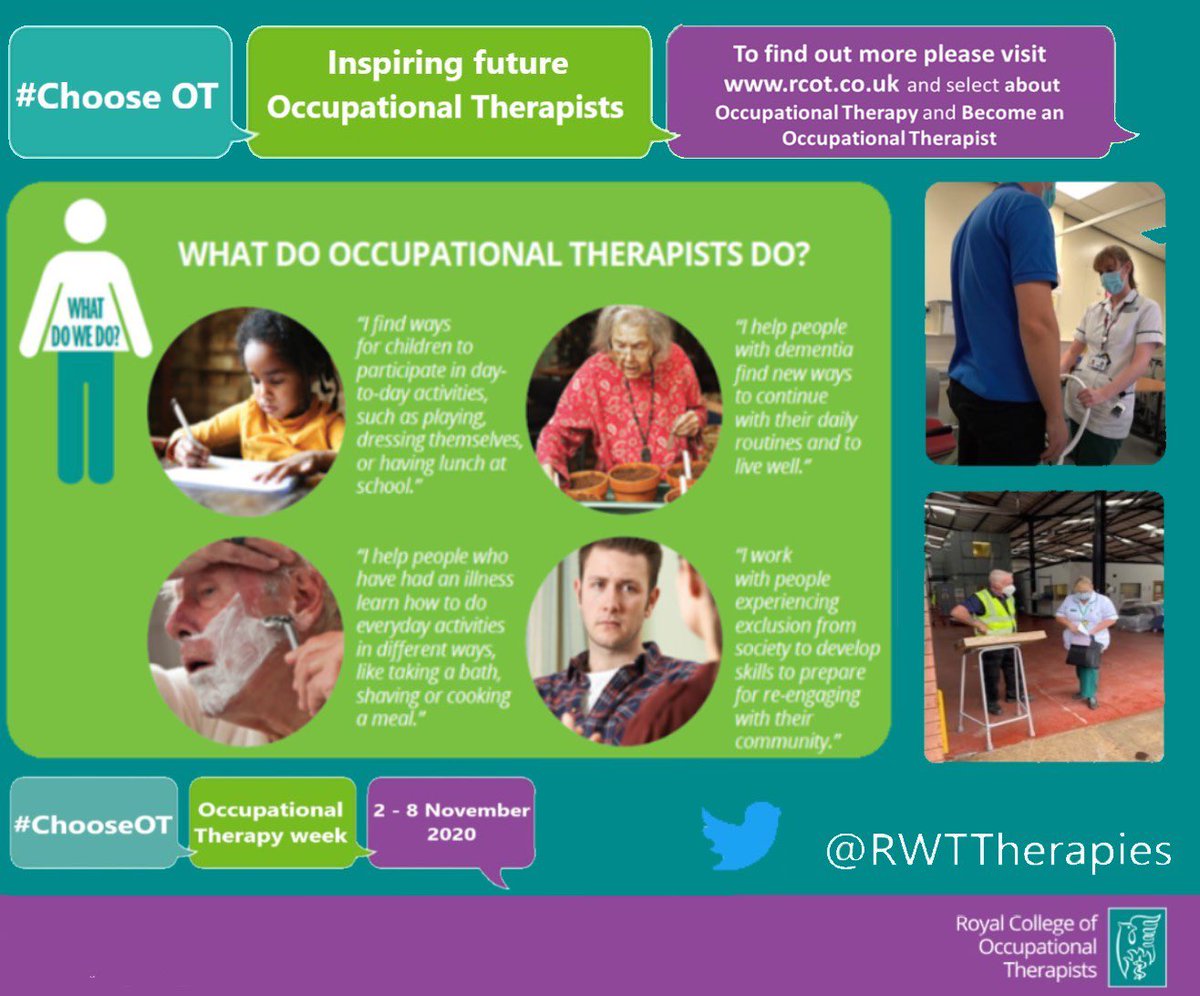 RWTTherapies's tweet photo. This week we are celebrating #OTWeek2020!

@RosLeslieRWT @RWT_AHPs @RWT_NHS @theRCOT https://t.co/wAlv6hdWzb