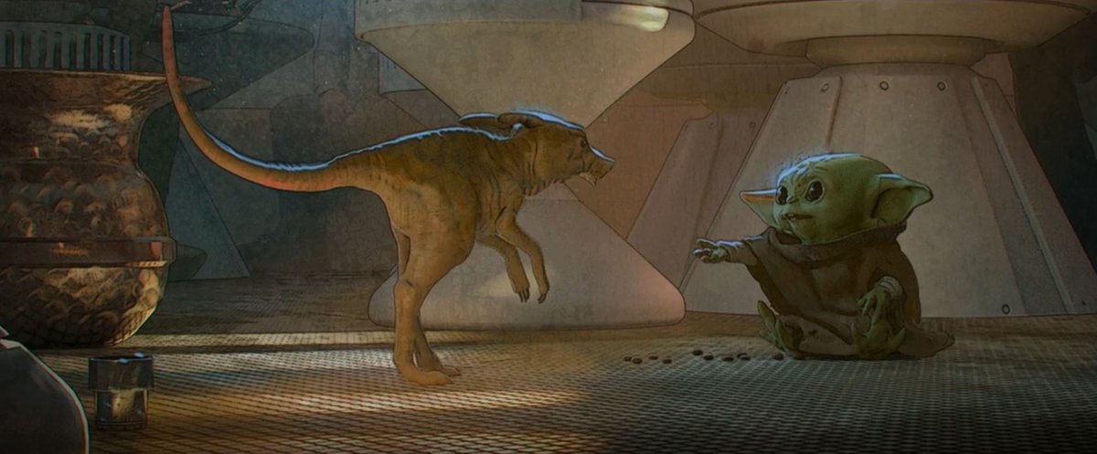  #TheMandalorian  Other Tatooine inhabitants are back: Scurriers from A New Hope: Special Edition (1997), Pit droids (The Phantom Menace, 1999, already seen last season) and Banthas.