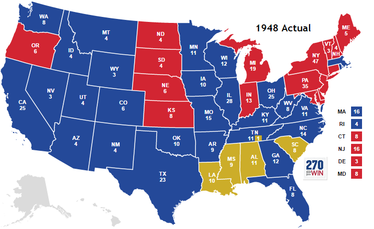 The Civil War Etch-a-Sketch survives the First World War, but is severely shaken by the Great Depression. This is when the Republicans lose their grip on the Union states, and FDR's New Deal coalition sees Democratic wins across the country. Note Maine and Vermont remain red.