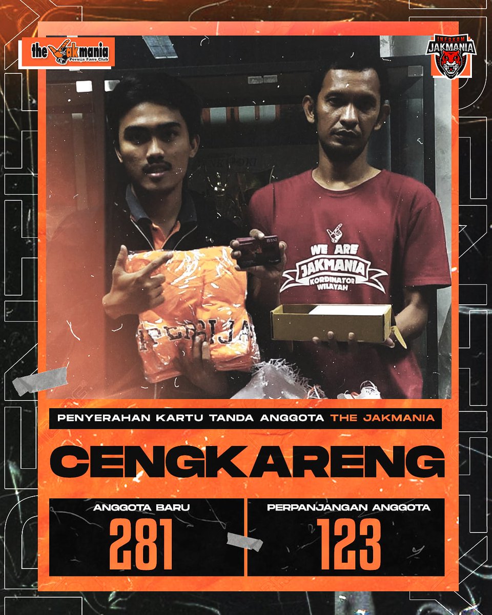 Penyerahan Kartu Tanda Anggota (KTA) the Jakmania kepada Wilayah Cengkareng. Adapun jumlah KTA yang sudah diserahkan ke the Jakmania Cengkareng adalah 281 (KTA baru) dan 123 (KTA Perpanjang) 👆
_
#BanggaBerKTA
#BelieveInTwelve
#Jakmania 
#InfokomJakmania