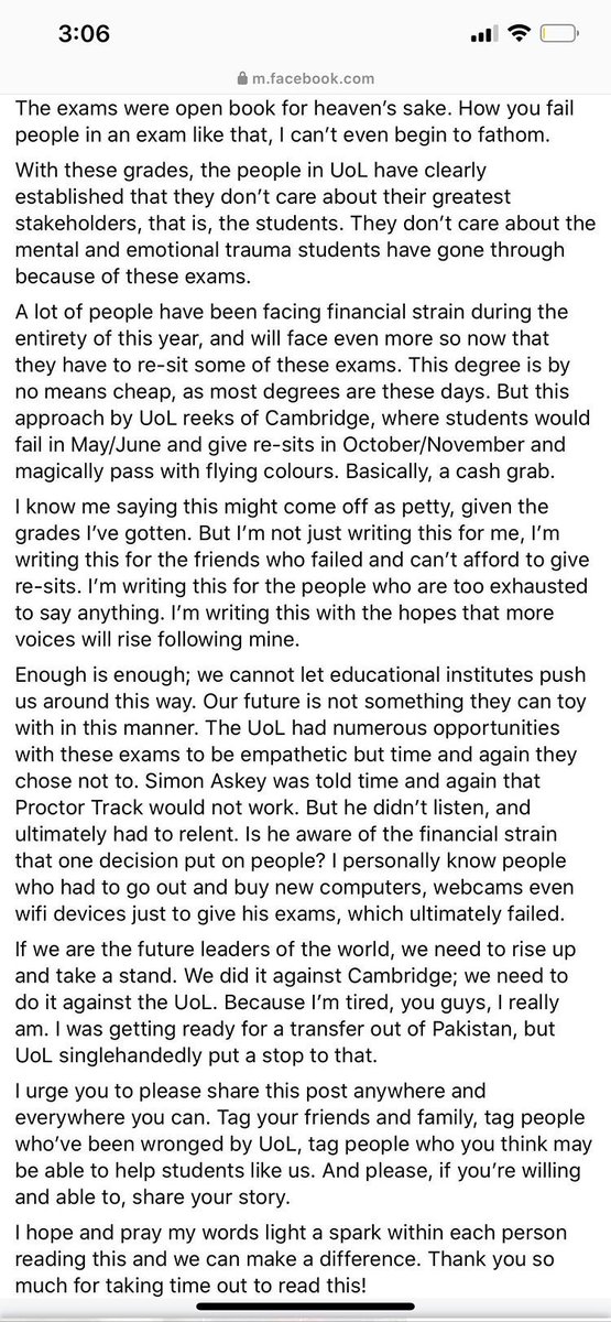HopelessSadBoi's tweet photo. Educational institutes have failed us time and again. But enough is enough. UoL cannot do this, given the circumstances and the way the world has had to adapt. Please share this as much as possible, and tag whomever you can to make some noise.
#UoL #llb #llbresults https://t.co/H50zWYRKGY