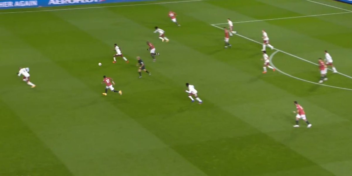 Fred – Poor DecisionFred is the *deepest* midfielder. When you are transitioning defensively you *never* dive into challenges as if you don't win the ball you're out of position and you're the last line of the midfield.Fred dives in and Partey flicks it through his legs.