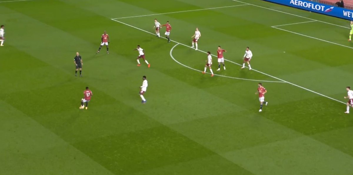 Fred – Poor PassFred collects the ball and just stands on it. He waits and waits. Then, he slowly turns towards Pogba, completely projecting his intentions, and it results in a turnover.We had 6(!) players ahead of the ball here. It was such a poor sequence.