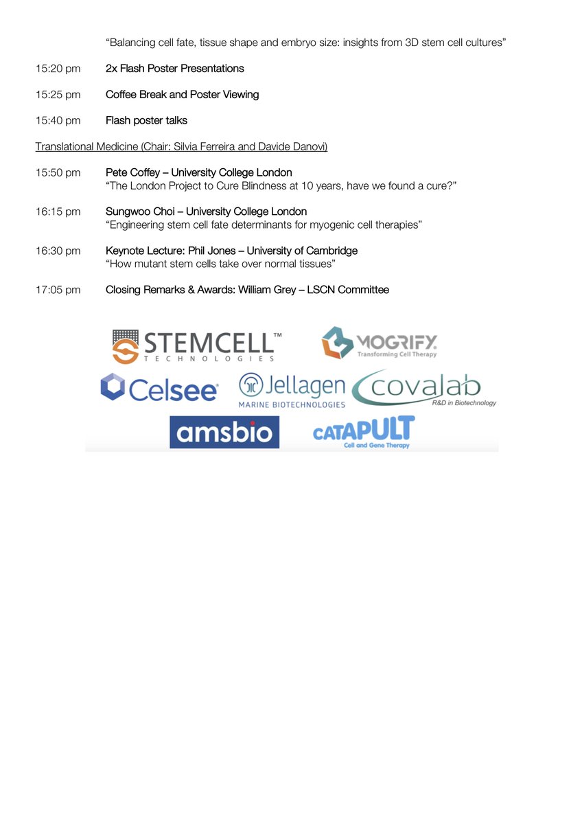 London Stem Cell Network (@lscn_uk) on Twitter photo We're pleased to announce the programme for the London Stem Cell Network Symposium on Tues 1st Dec.
It will be an <a href="/TheCrick/">The Francis Crick Institute</a> webinar, with delegates interacting via Slack and iPosters.
Join us free! Register as an LSCN member and sign up on Eventbrite: bit.ly/3mLzb1q. We're pleased to announce the programme for the London Stem Cell Network Symposium on Tues 1st Dec.
It will be an <a href="/TheCrick/">The Francis Crick Institute</a> webinar, with delegates interacting via Slack and iPosters.
Join us free! Register as an LSCN member and sign up on Eventbrite: bit.ly/3mLzb1q.