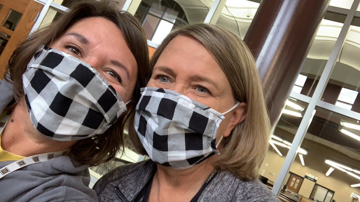 KatieSeago's tweet photo. When you and your friend match at school...Thanks to @OldNavy for keeping teachers safe! https://t.co/933FYWUMC7