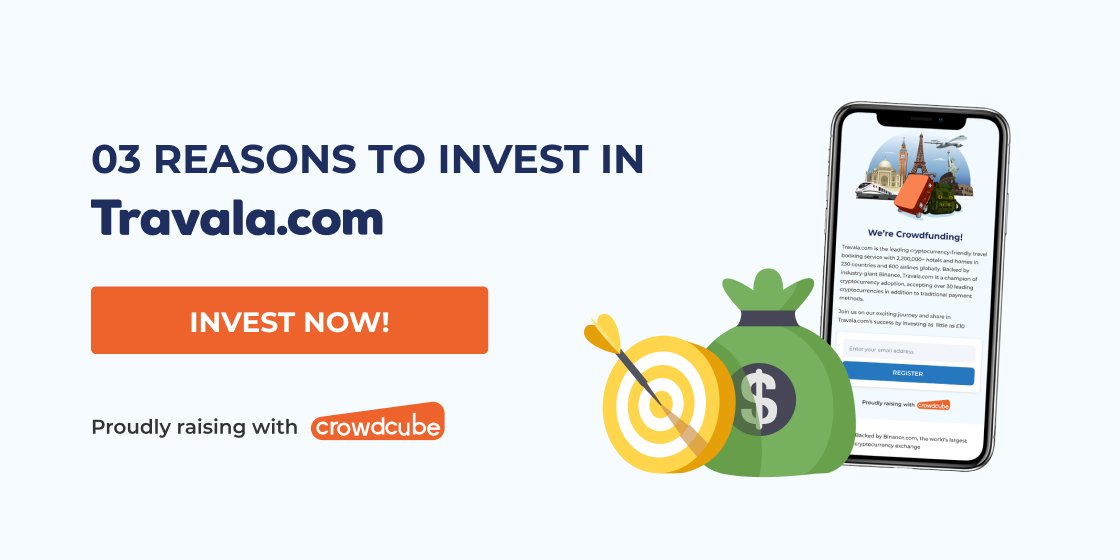 3 reasons to invest in Travala.com

🤝Strategic partnerships with <a href="/bookingcom/">Booking.com</a>, <a href="/Expedia/">Expedia</a> and <a href="/agoda/">agoda</a>

💪Strong year-on-year revenue growth of 387% (Oct 2019 – Oct 2020) despite COVID-19

👍Backed by <a href="/binance/">Binance</a>

Invest now at crowdcube.com/travala

*Please Invest Aware