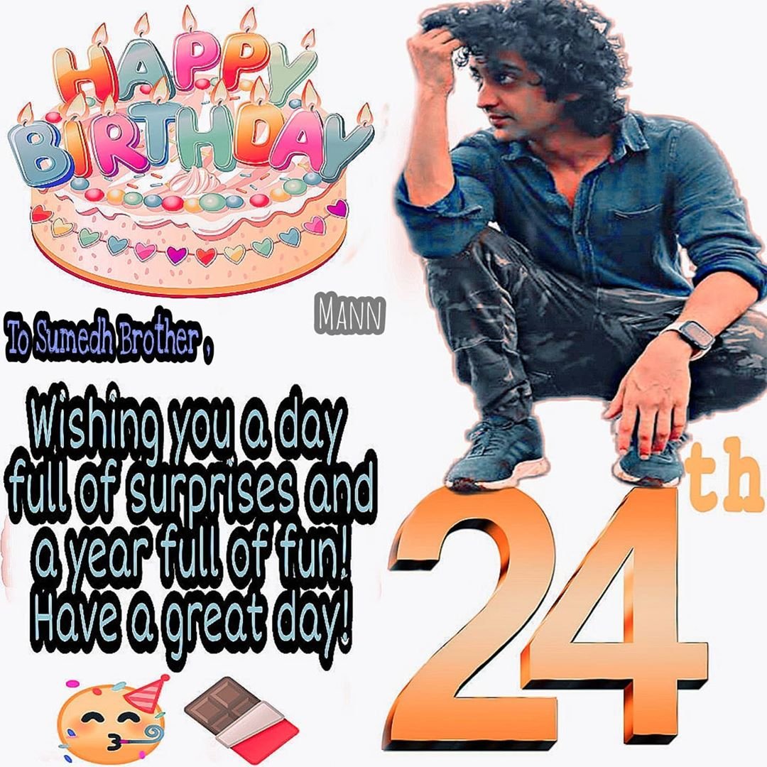 sumedhian_mann's tweet photo. @Beatking_Sumedh Happy 24th Birthday 🎂🥳🍫🍰🕺 
Sumedh Brother 🤗 Enjoy your day 🙂 
and have a great year ahead ✨
May God 😇 bless you with lots of happiness,  smiling, joy, fun and enjoyment in your life✨🙏 #sumedhturns24  @Beatking_Sumedh  #SumedhMudgalkar https://t.co/BX4B7Fv5Xr