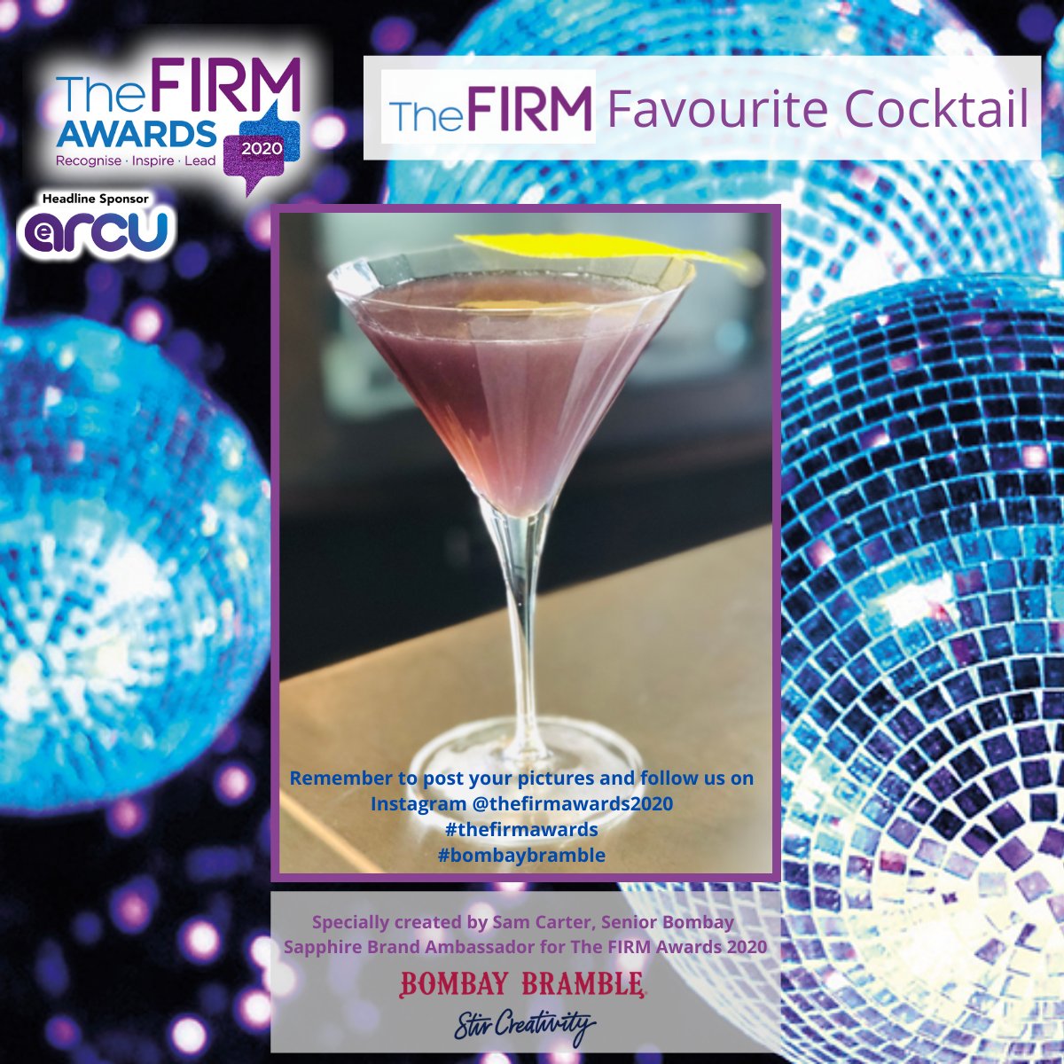 TheFirmRecruits's tweet image. Only 2 days to go till we get to try our "FIRM Favourite" bespoke cocktail/mocktail in partnership with Bombay Sapphire Distillery . Thanks to our headline sponsor @eArcu for all your support. Cheers everyone 🥂 Remember to follow us on Instagram @thefirmawards2020 #bombaybramble