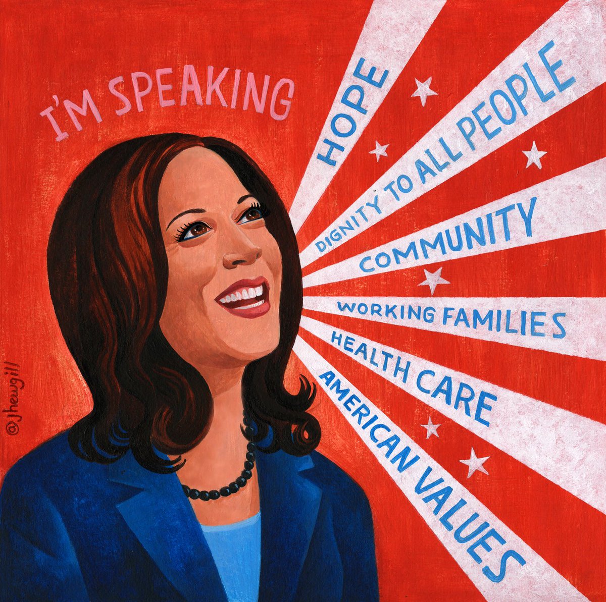Senator Kamala Harris’s optimism, integrity and values are an inspiration ✨ She is a role model for many women around the world🌟This little painting is a tribute to <a href="/KamalaHarris/">Kamala Harris</a> to show my appreciation ❤️❤️❤️#KamalaHarrisVP