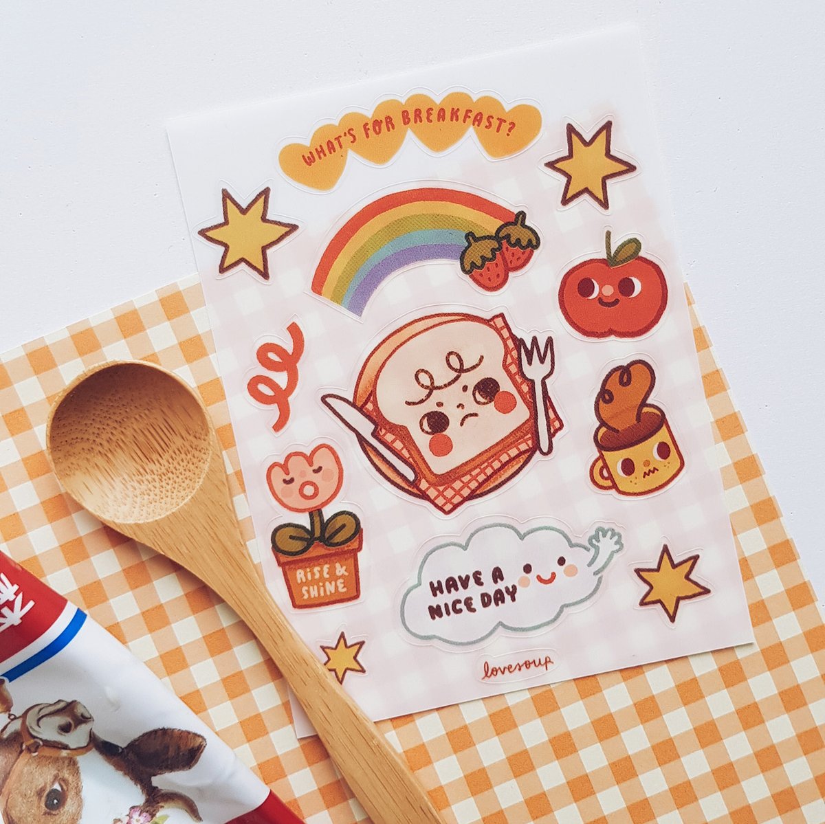 lovesoupstudio's tweet photo. November's theme is: Breakfast! The Happy Mail items are a postcard and a sticker sheet ❤️ 

you can pledge at 🍞https://t.co/L4sJyUAMNW 🍞 https://t.co/84nSBS1lPA