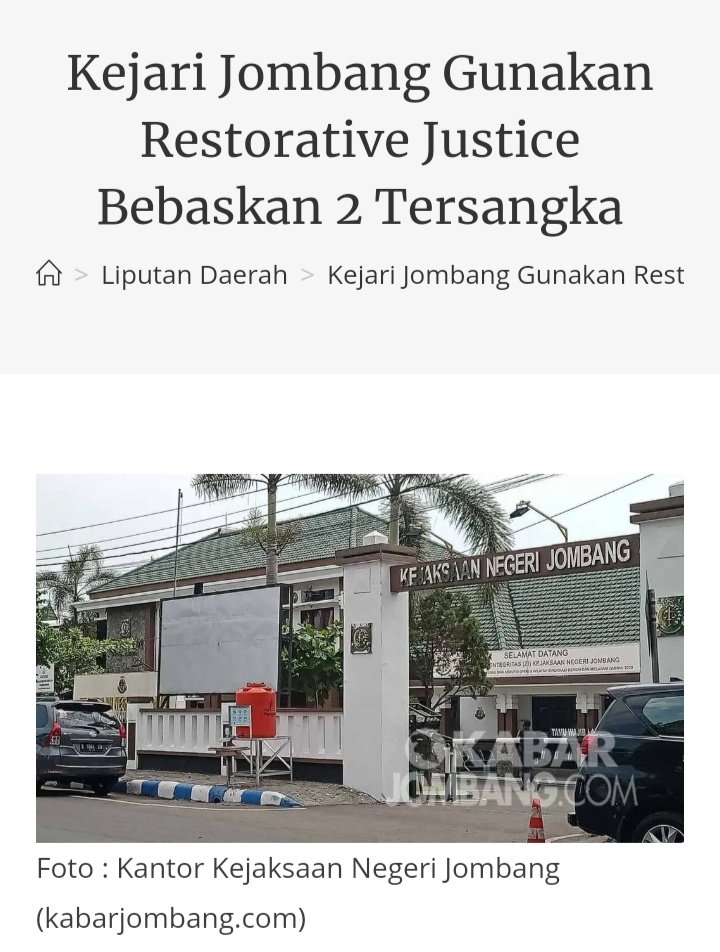 Ibrahimsihab28's tweet photo. Semoga restoratif selalu berjalan 

Kejari Jombang Gunakan Restorative Justice Bebaskan 2 Tersangka
https://t.co/qGBAez0yt2

@KejaksaanRI
@CNNIndonesia
@detikcom

#berita #beritaterkini #beritaviral #jaksa #kejaksaan #beritaviral #viral https://t.co/cYulcQbYt0