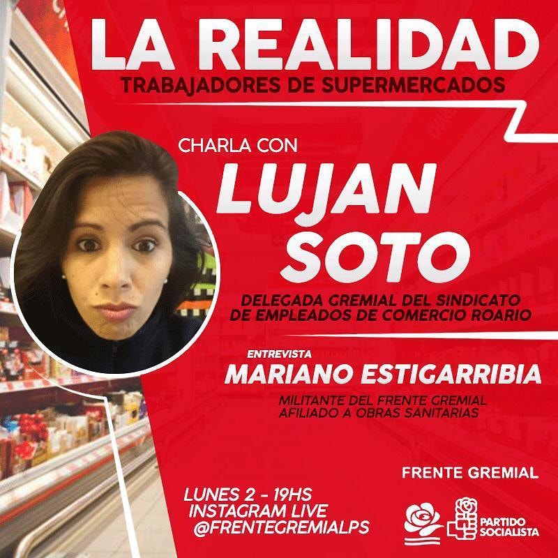 #Hoy #BuenosDias #BuenLunes #Trabajo #TrabajoAr #lunes 2 de Noviembre 19 hs lxs esperamos a #todxs en el Ciclo de Charlas La Realidad "Trabajadores de Supermercados" Conversamos con #Trabajadores #Esenciales por #instagramlive @frentegremialps