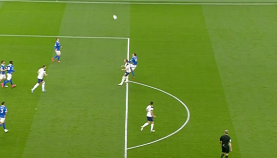 Starting with the penalty to Harry Kane, which was almost identical to the Fabinho-McBurnie incident. First, there's no doubt the foul takes place on the line of the area, which belongs to the box. These frames show Lallana's knee connect with Kane on the line and continue.