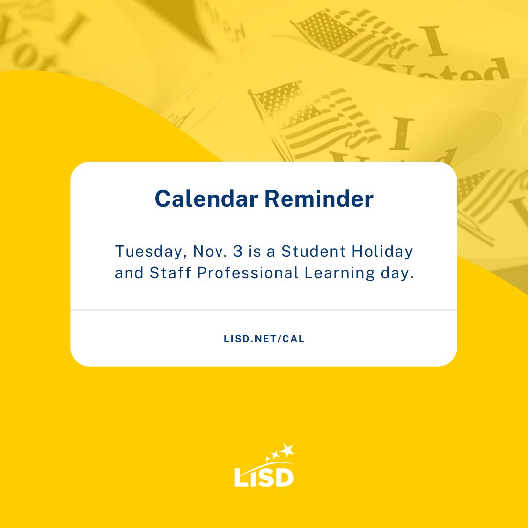 No School Tuesday, November 3!