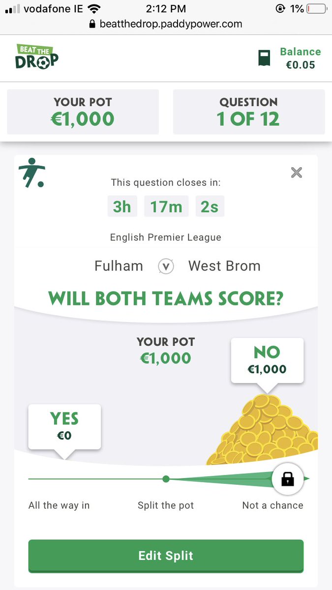 DavidCronin17's tweet photo. @paddypower #beatthedrop https://t.co/qiQ7yBII9f
