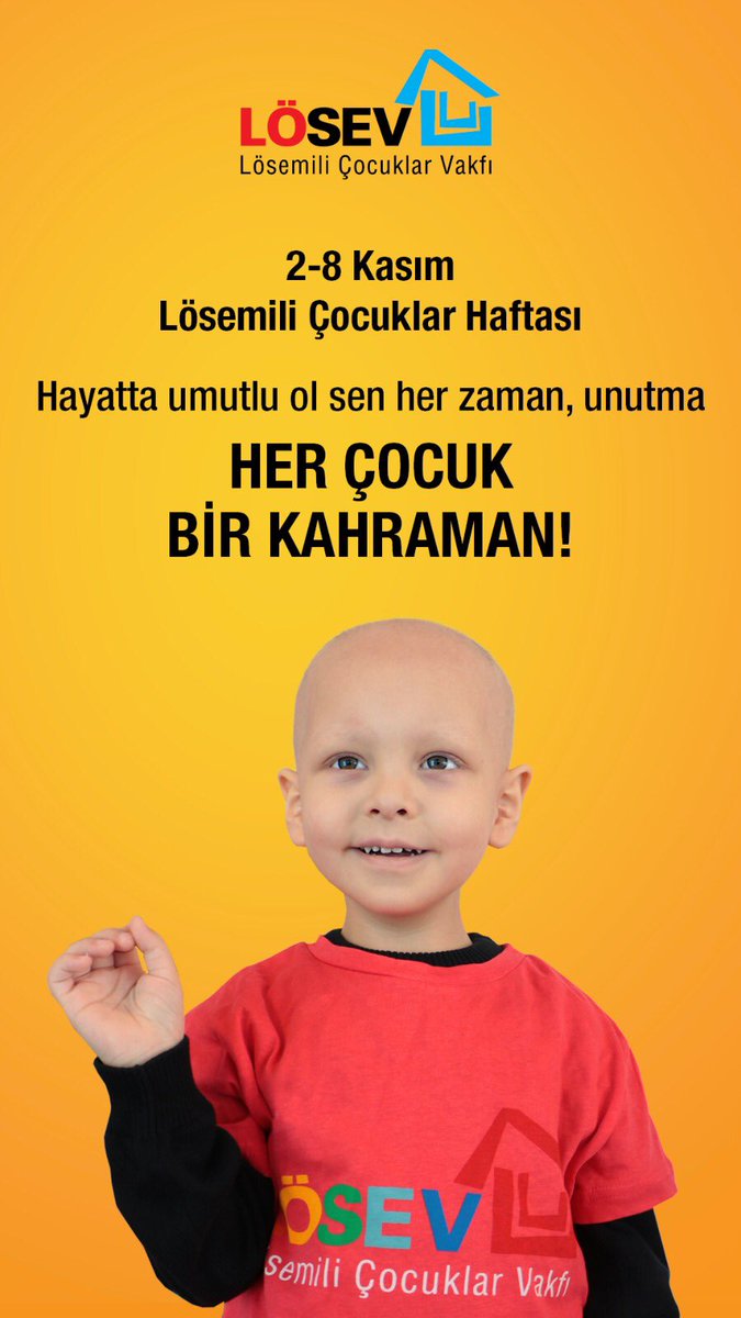 Siz de bir çocuğumuzun kahramanı olmak istiyorsanız:
"Hayatta mutlu ol sen her zaman, unutma HER ÇOCUK BİR KAHRAMAN!" diyerek <a href="/losev1998/">LÖSEV</a> hesabımızı etiketleyip #LÖSEVdeHerÇocukKahraman hashtag'ini kullanarak yapacağınız  paylaşımınız ile çocuklarımızın sesi olabilirsiniz😊🎗